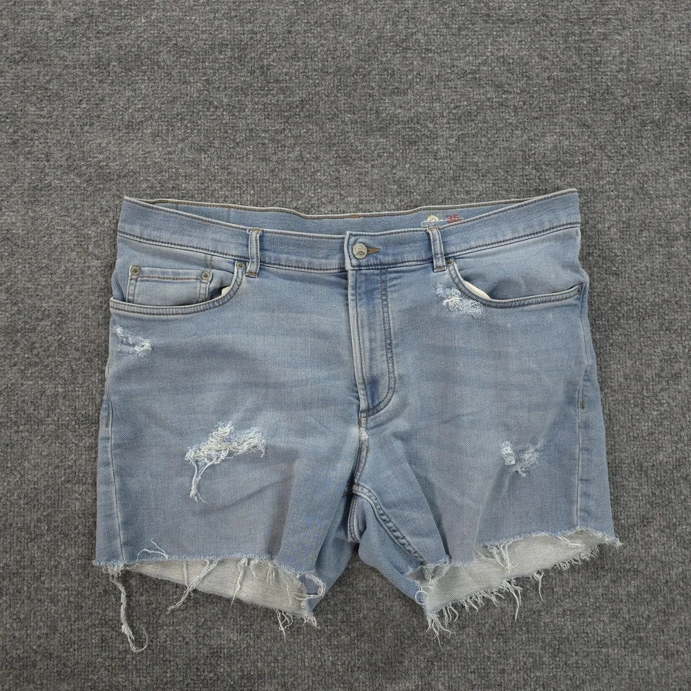 Faherty Shorts Mens 35 Blue Denim Stretch Terry 5 Pocket Cutoff Summer Casual